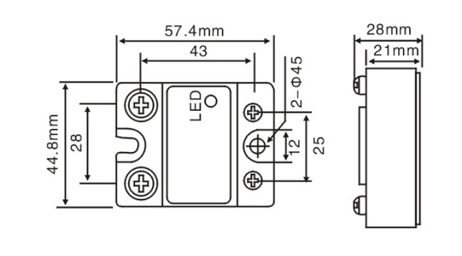 Single Phase SSR Dimensions