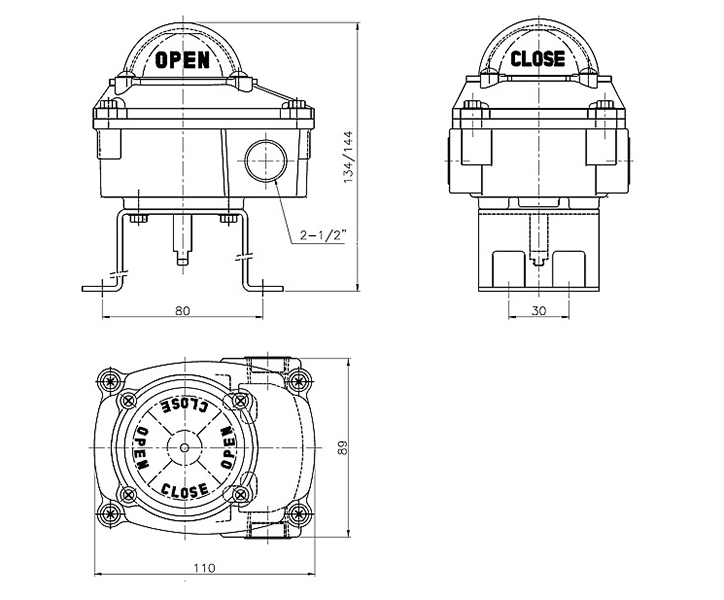 Limit switch box dimension