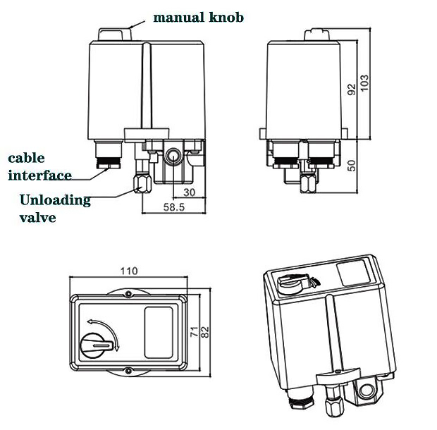 Compressor pressure switch dimension