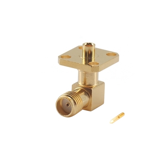 SMA Female Right Angle RF Coaxial Connector, Flange Mount