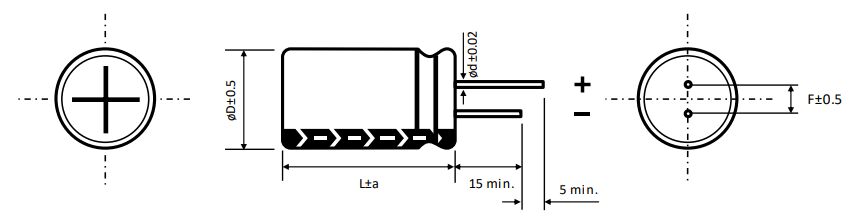 Electrolytic capacitor dimension