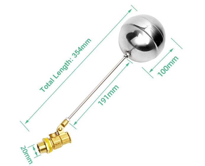 1/2 inch water tank float valve dimension