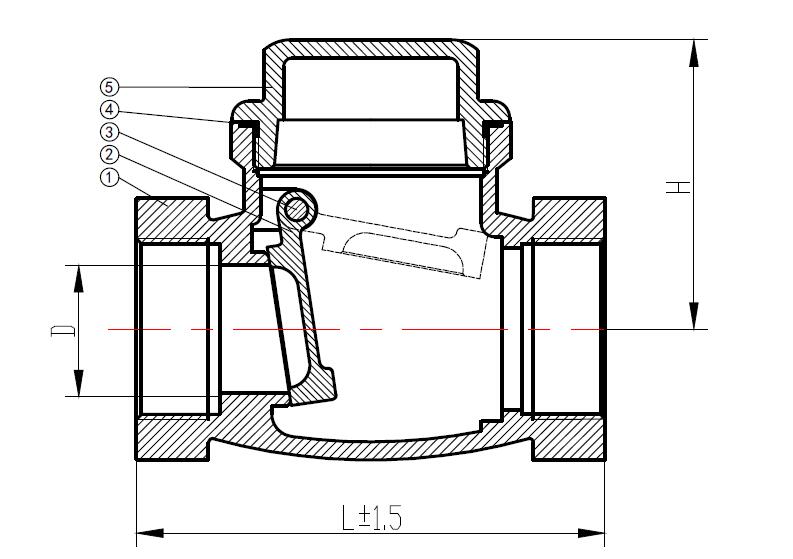 Swing check valve dimension