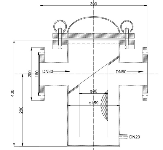 Stainless steel basket strainer dimension