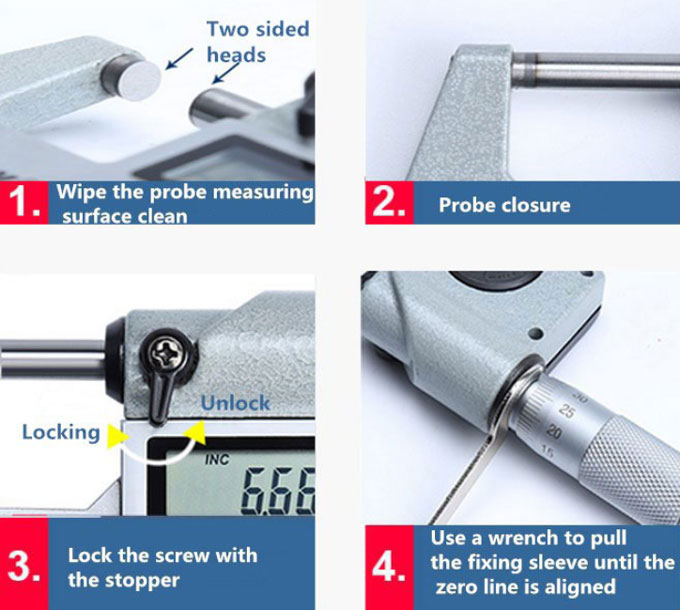 Digimatic outside micrometer zeroing method