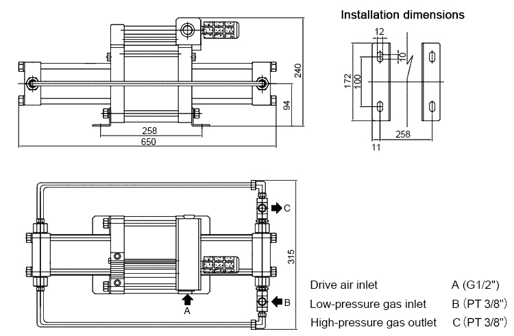 7:1 air pressure booster size
