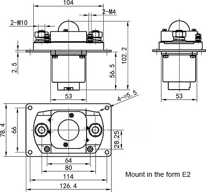 400A DC contactor e2 installation dimension drawing