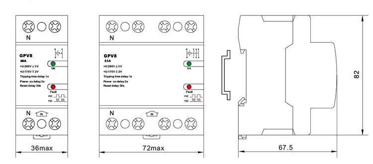 Overvoltage protector dimensions
