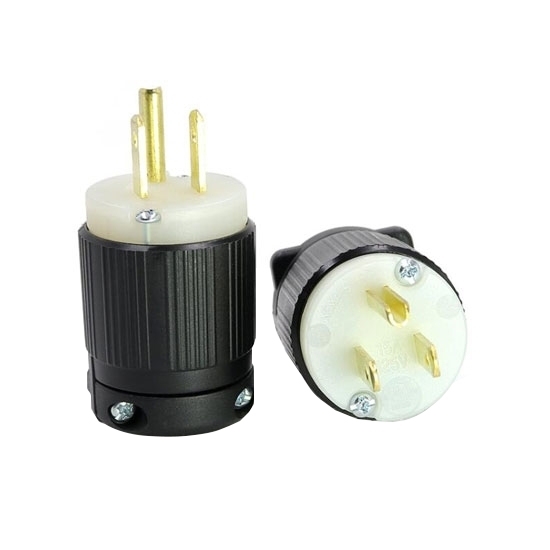 15A 125V Locking Plug, 2 Pole, 3 Wire