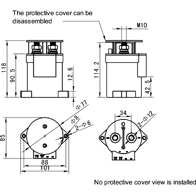 400A high voltage DC contactor installation dimension