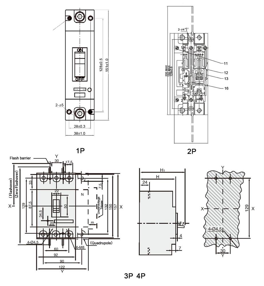 DC circuit breaker dimension