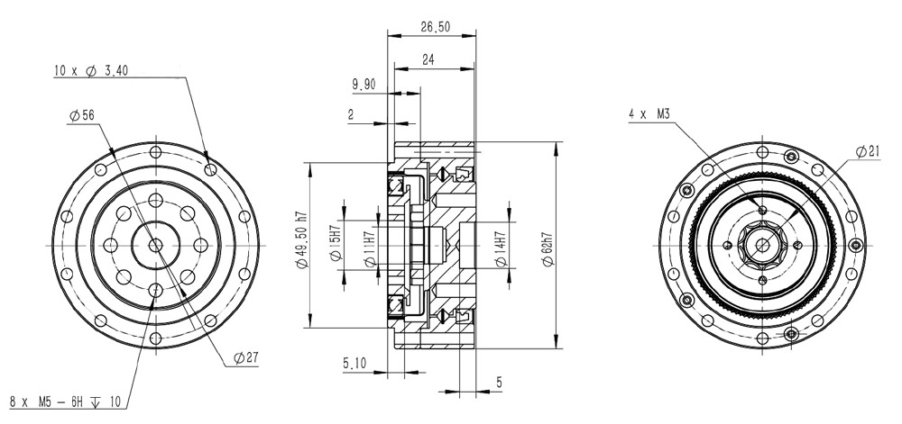 62 mm harmonic drive dimensions