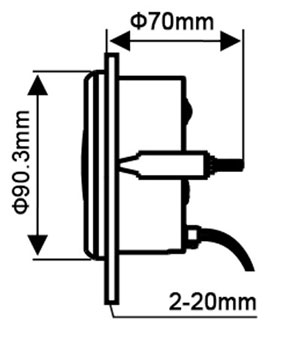 85mm analog rpm guage size