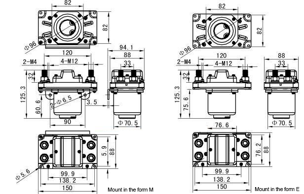 1000A DC contactor installation dimension drawing