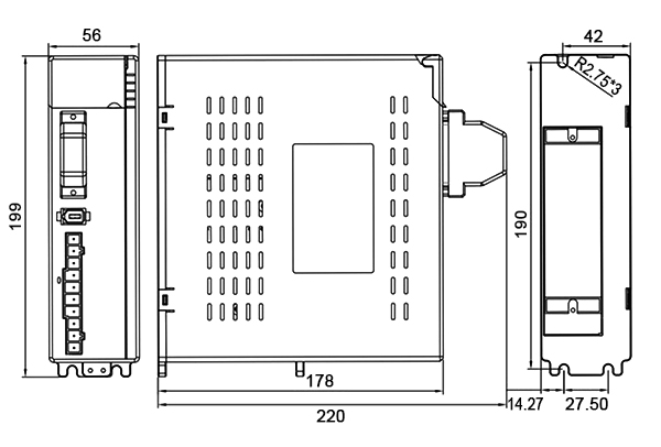 2kw ac servo motor drive dimension