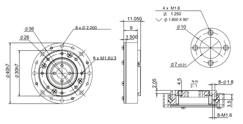 40mm harmonic drive dimensions