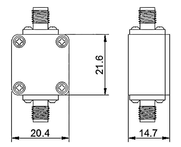 6 GHz passive RF high bandpass filter dimension