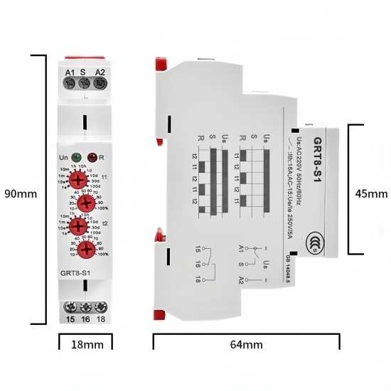 Asymmetric Cycler Timer Relay, SPDT, AC/DC 12V-240V