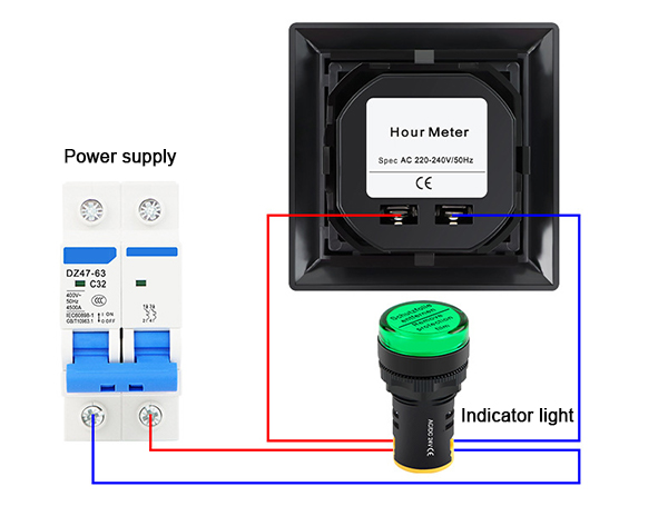 Digital industrial hour meter wiring