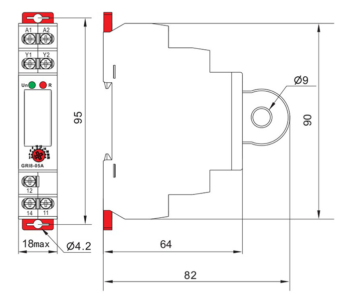 Current monitoring relay dimension a