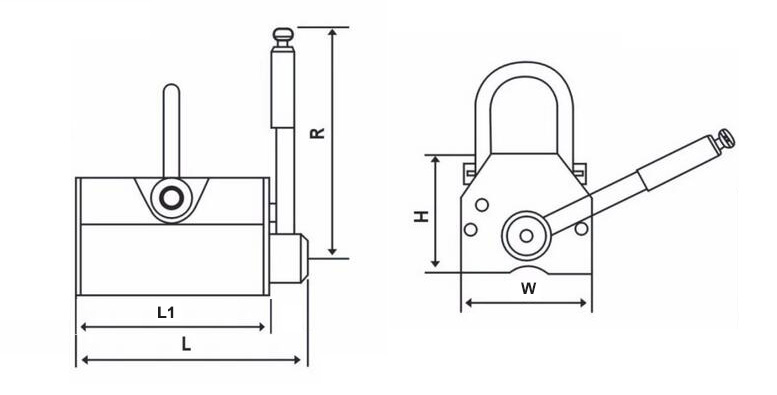 Permanent magnetic lifter dimension drawing