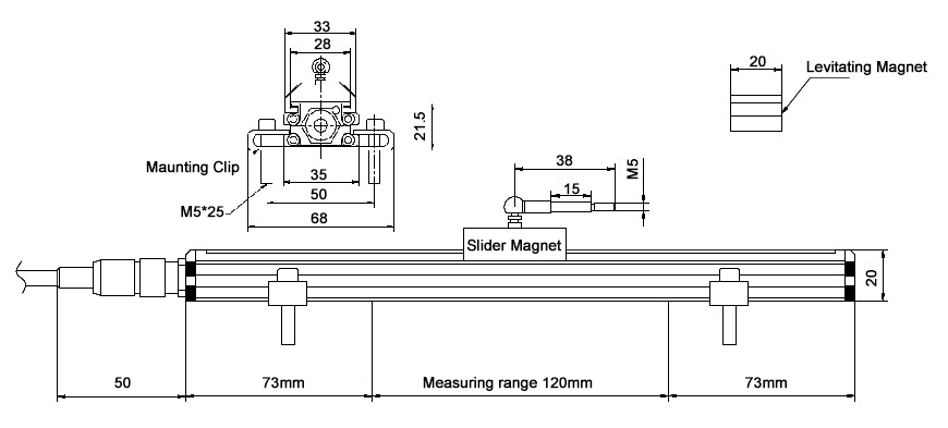 magnetostrictive sensor rail type dimensional drawing-a
