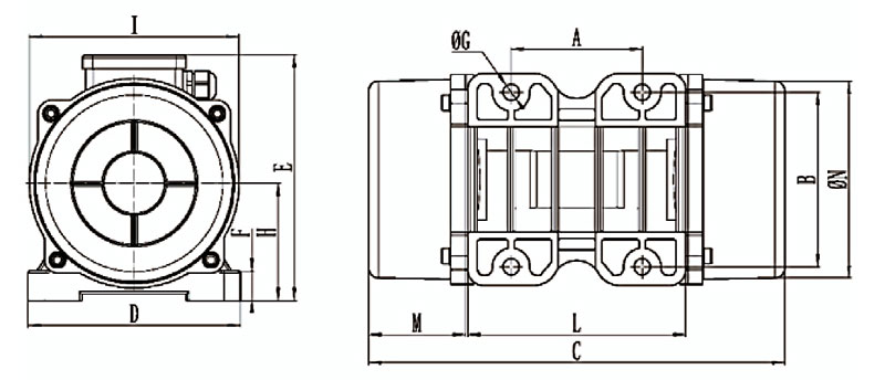 150W 3 phase vibration motor dimension