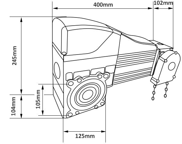 800W industrial door opner dimension