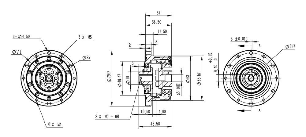 79mm harmonic drive gearbox dimensions.