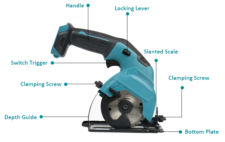 3 3/8 inch cordless circular saw detail