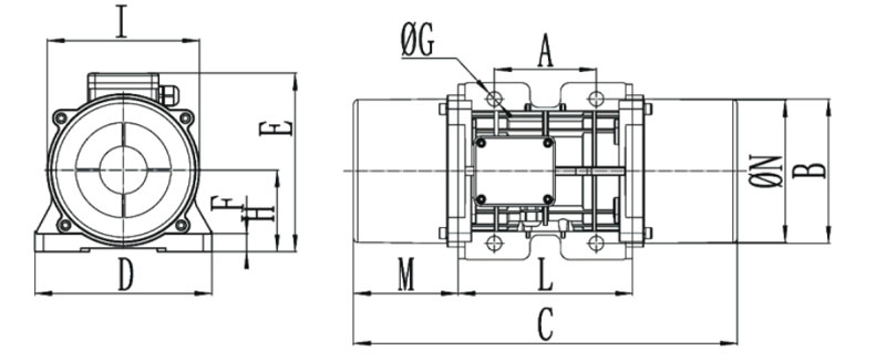 400W 3 phase vibration motor dimension