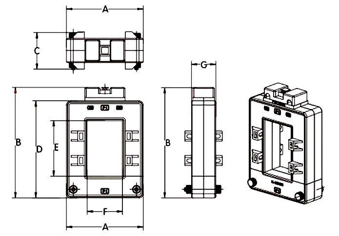 Split type current transformer dimension