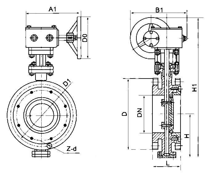Triple offset butterfly valve dimension
