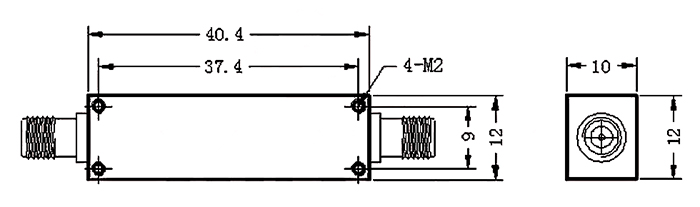 950 MHz passive RF bandpass filter dimension