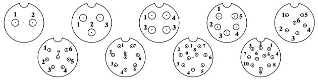 Circular connector 2 to 10 pin m16 pin assignments