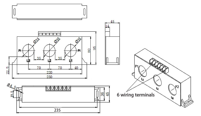 3 phase current transformer sizes 100/5A to 1250/5A