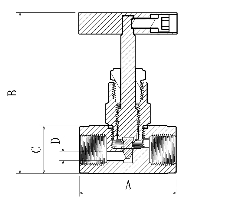 Stainless steel needle valve dimension